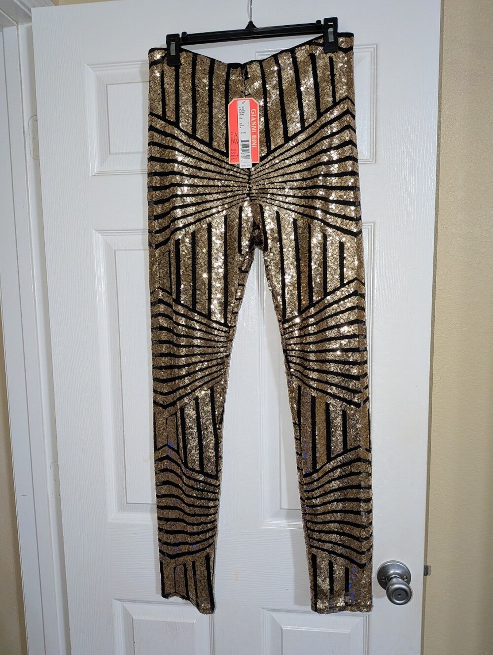 Gianni Bini Black and Gold Sequin Pants